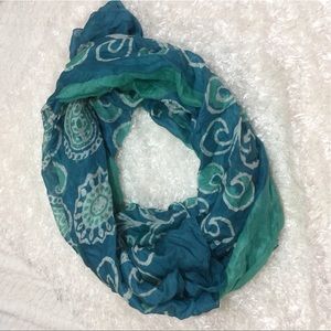 Blue Green 100% Silk Semi Sheer Scarf Wrap Sarape